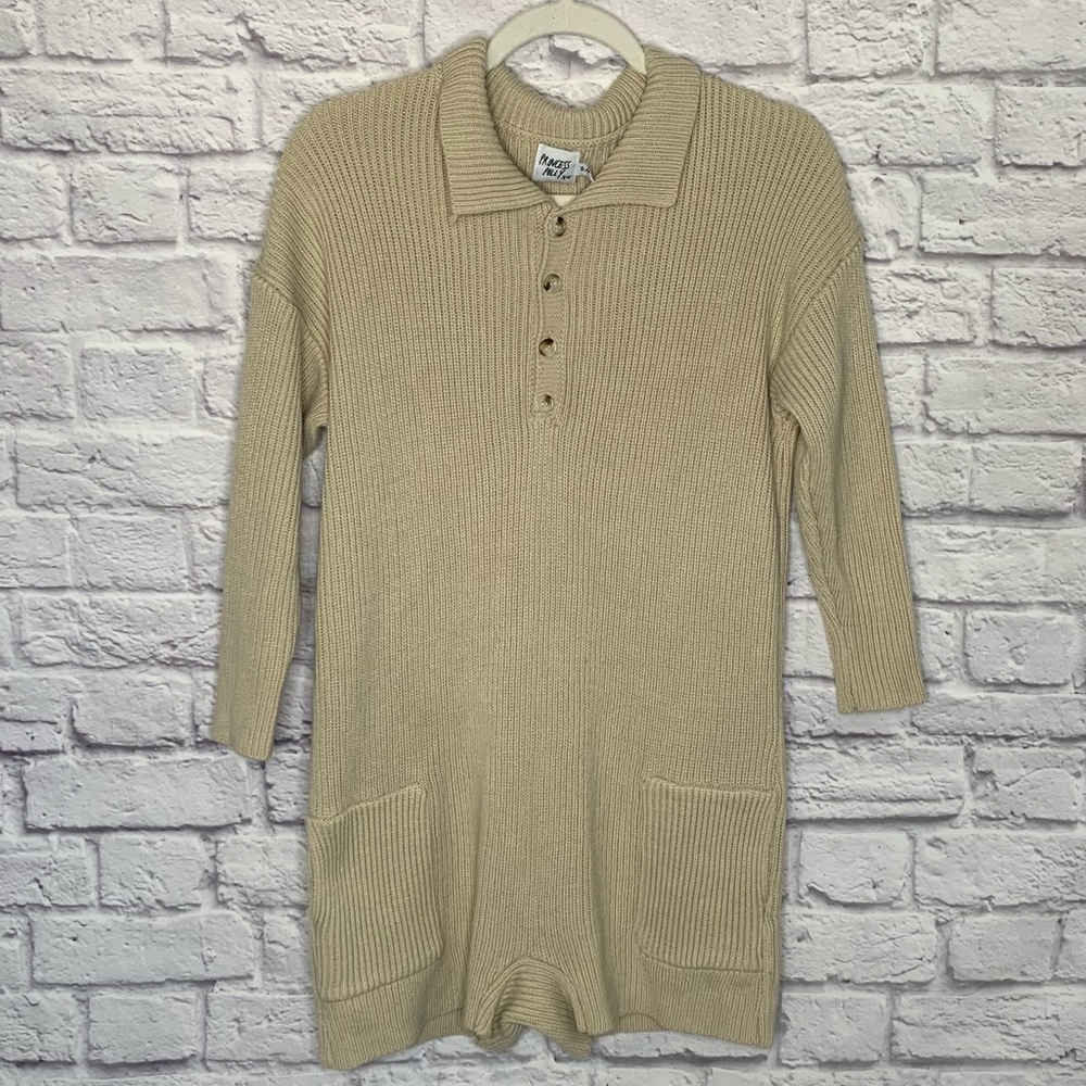 Princess Polly Tan Knit Long Sleeve Romper